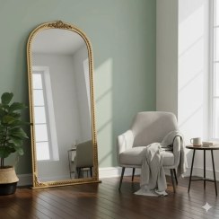 تصویر آینه قدی چوبی تاج‌دار سایز ۴۰ در ۱۴۰ لوکس MDF 