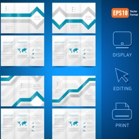 تصویر وکتور 2 طرح بروشور سه لت پشت و رو آبی 