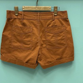 تصویر شلوارک کتان کمر کش دارچینی 