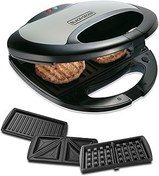 تصویر SANDWICH SANDWICH MAKER BLACK & DECKER 750W 2 SLOT STICK 3IN1 SANDWICH GRILL و WAFFLE MAKER ، با نشانگر و آماده پخت و پز چراغ برای غذاهای سریع و آسان TS2090-B5 2 سال گارانتی Black &amp; Decker 750W Sandwich Maker 2 Slot Non-Stick 3in1 Interchangable Sandwich Grill And Waffle Maker, With Indicator And Ready to Cook Lights For Quick and Easy Dishes TS2090-B5 2 Years Warranty