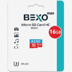 تصویر مموری 16 گیگابایت microSDXC بکسو من مدل Bexo Man U3-600x سرعت 90MB/s 