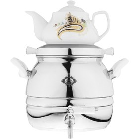 تصویر کتری قوری عالی نسب مدل پرنیان Alinasab parnian Kettle and Teapot Set