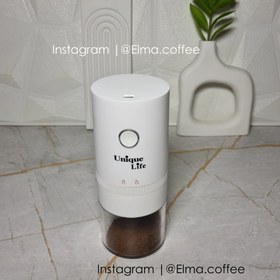 تصویر آسیاب شارژی قهوه یونیک لایف رنگ سفید Coffee grinder unique life