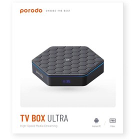 تصویر پخش کننده تلویزیون پرودو مدل PD-ATVBX porodo TV Box Android ATVBX DUAL WIFI Bluetooth PD-ATVBX