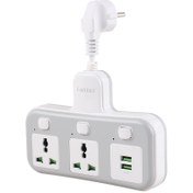 تصویر چند راهی 2 خانه برق ارلدام مدل ES-SC08 با 2 پورت USB Earldom ES-SC08 2 Way Electricity Adapter With 3 USB Port