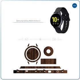 تصویر برچسب ماهوت طرح Dark-Walnut-Wood مناسب برای ساعت هوشمند سامسونگ Galaxy Watch Active 2 44mm 