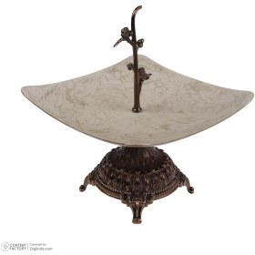 تصویر شیرینی خوری مربع پایه دار ماربل کد 18126 