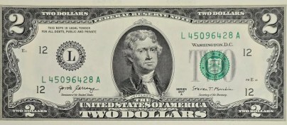تصویر اسکناس آمریکا 2 دلاری آمریکا 2017 