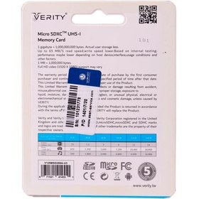 تصویر رم میکرو 128 گیگ وریتی Verity 533X U3 C10 80MB/s + خشاب 