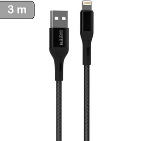 تصویر کابل تبدیل کنفی USB-A به Lightning گرین لاین طول 3 متر (GNBCIPBK3M) 
