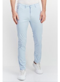 تصویر شلوار چینی مردانه با فیت معمولی، آبی روشن برند sorbino Men Regular Fit Solid Chino Pants, Light Blue