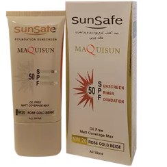 تصویر کرم ضد آفتاب سان سیف مکی‌سان SPF50 شماره NW20 رنگ رزگلد 40 میل SunSafe Maquisun Foundation Sunscreen SPF50 NW20 RoseGold Beige 40ml