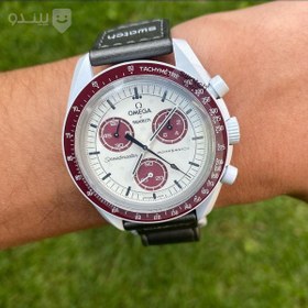 تصویر ساعت مچی امگا سواچ پلوتونomega x Swatchمدل Mission to pluto رنگ سرخابی 