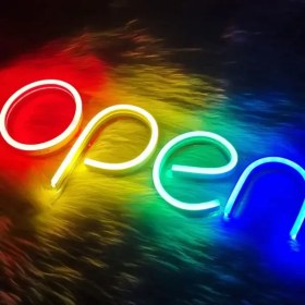 تصویر نئون فلکسی متن OPEN 