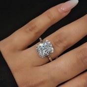 تصویر انگشتر دخترانه تک نگین طرح کریستال رنگ طلایی 