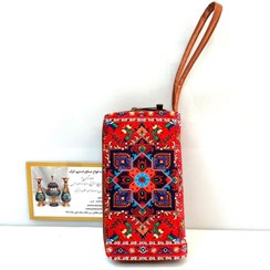 تصویر کیف پول طرح ترنج مخمل 