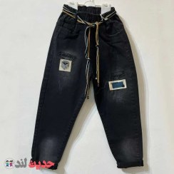 تصویر شلوار جین مام فول پسرانه مشکی کد CL-00006 Boys' black mom jeans