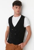 تصویر جلیقه اسپورت مردانه سیاه برند trendyol man TMNAW21YE0014 ا Siyah Erkek Slim Fit Kruvaze Düğmeli Yelek TMNAW21YE0014 Siyah Erkek Slim Fit Kruvaze Düğmeli Yelek TMNAW21YE0014