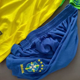 تصویر کیت برزیل 2024 هواداری رنگ زرد کیفیت A+ تایلندی Kit Brazil 2024 fans yellow color A+ Thai quality