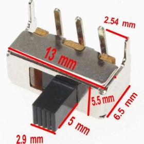 تصویر کلید کشویی دو حالته 3 پین 13*5.5 