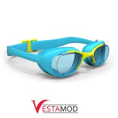 تصویر عینک شنا بچه گانه نابایجی لنز شفاف رنگ آبی فیروزه ای مدل-Nabaiji children swimming goggles turquoise color| 100XBASE 