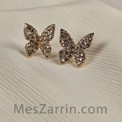 تصویر گوشواره پروانه ای نگین دار 