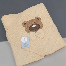 تصویر پتو نوزادی کلاهدار کارترز طرح تدی بافت خرسی 