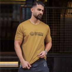 تصویر تیشرت مردانه Bershka برشکا رنگ نسکافه ای Mens t-shirt in Nescafe color