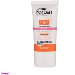 تصویر کرم ضد آفتاب فاقد چربی فاربن (Farben) با پوشش کرم پودری با SPF50 رنگ بژ روشن حجم 50 میلی‌لیتر 