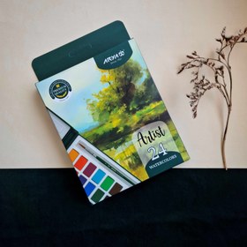 تصویر آبرنگ 24 رنگ آریا آرتیست 24 watercolors Aria Artist