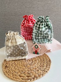 تصویر کیسه سبزیجات پارچه ای طرح دار 
