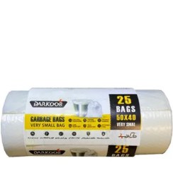 تصویر کیسه زباله رولی پرفراژدار سفید خیلی کوچک 25 برگی دارکوب Darkoob Very Small Garbage Bags 25 piece package