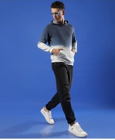 تصویر سویشرت آبی و خاکستری مردانه با طراحی اومبر و پایین کشباف برند campus sutra Men's Blue & Grey Pullover Ombre Sweatshirt With Ribbed Hem