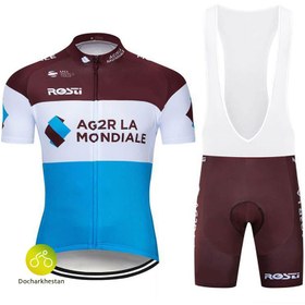تصویر لباس دوچرخه سواری AG2R-LA همراه ساق دست 