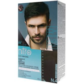 تصویر کیت رنگ مو مردانه نیترو پلاس مدل INTESIVE شماره N4 Nitro Plus For Men Intesive Hair Color Kit