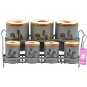 تصویر ست جای ادویه 7 پارچه بی.وی.کی مدل درب چوب کد 863615 8-piece spice rack set, B.V.K., wooden door code 863615