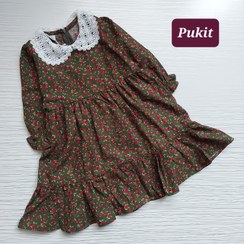 تصویر پیراهن دخترانه طرح گلدار سایز ۷ تا ۱۵ سال 