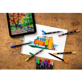 تصویر ماژیک 16 عددی خط نازک دوطرفه 12P برند crayola Marker,16 Count Fine Line Signature Dual St/Fl,12P