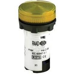 تصویر چراغ سیگنال قطر 22, 24 ولت رعد زرد| lamp signal 24v ac/dc 