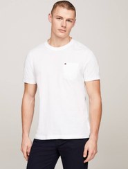 تصویر تی‌شرت مردانه یقه گرد با جیب وصله‌ای - 100% پنبه، سفید برند Tommy Hilfiger Men's Crew Neck Patch Pocket T-Shirt - Pure cotton, White