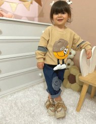 تصویر ست بلوز و شلوار لی ایموجی وارداتی - بلوز کرمی / 6 