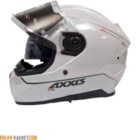 تصویر کلاه کاسکت AXXIS فک ثابت عینک دار سفید مدل HAWK SV helmet AXXIS white fixed jaw HAWK SV model