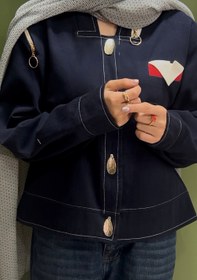 تصویر کراپ کت کتان دخترانه فری سایز شیک - طوسي 