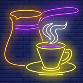 تصویر تابلو نئون فلکسی کافه نئون پلکسی قهوه جوش Coffee neon sign