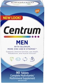 تصویر قرص Centrum Men (90 تعداد) مولتی ویتامین/مکمل مولتی‌مینرال، ویتامین B - ارسال 20 روز کاری Centrum Men (90 Count) Multivitamin/Multimineral Supplement Tablet, Vitamin B