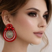 تصویر گوشواره جواهردوزی سکه ای ریما 