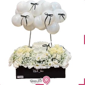 تصویر باکس گل و کیک پاپیون 