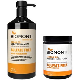 تصویر پک شامپو و ماسک مو بیومنتی حاوی روغن آرگانBIOMONTI Biomonti shampoo and hair mask pack containing BIOMONTI argan oil