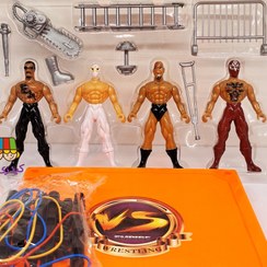 تصویر رینگ بازی کشتی کج با ۴ فیگور اکشن 