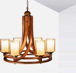 تصویر لوستر چوبی مدرن شش شعله na 